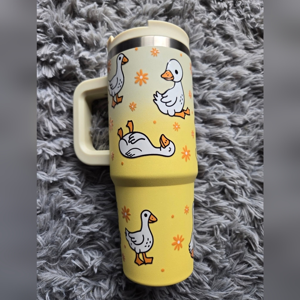Yellow Travel Mug with Duck Design